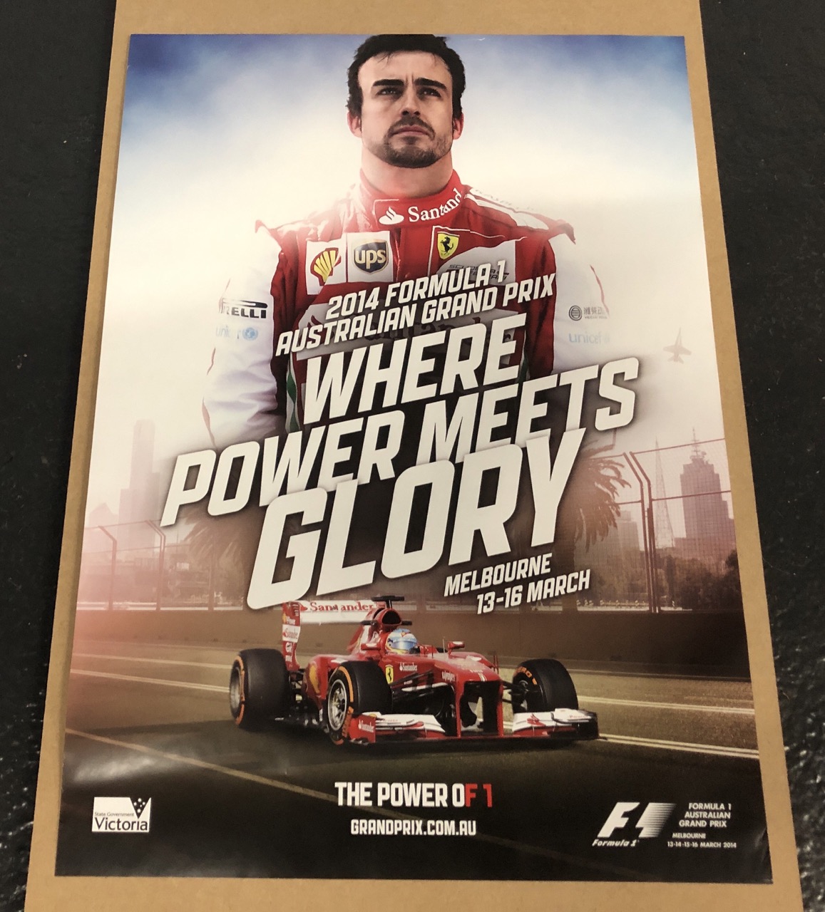 2014 AUSTRALIA F1 GRAND PRIX RACE POSTER FERRARI ALONSO